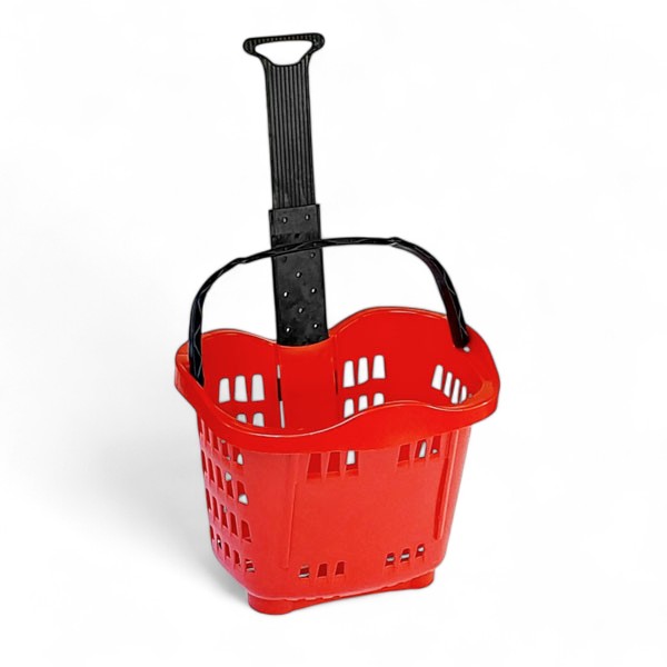 Plastična kotrljajuća korpa sa točkićima zapremine 43 litra je manja verzija plastične korpe koja se vuče kao kolica. Namenjena je za kupovine srednjeg obima i pogodna je za prodajne objekte manje i srednje veličine. Korpe iz ovog segmenta mogu da se nose ili vuku, u zavisnosti od želja kupaca.